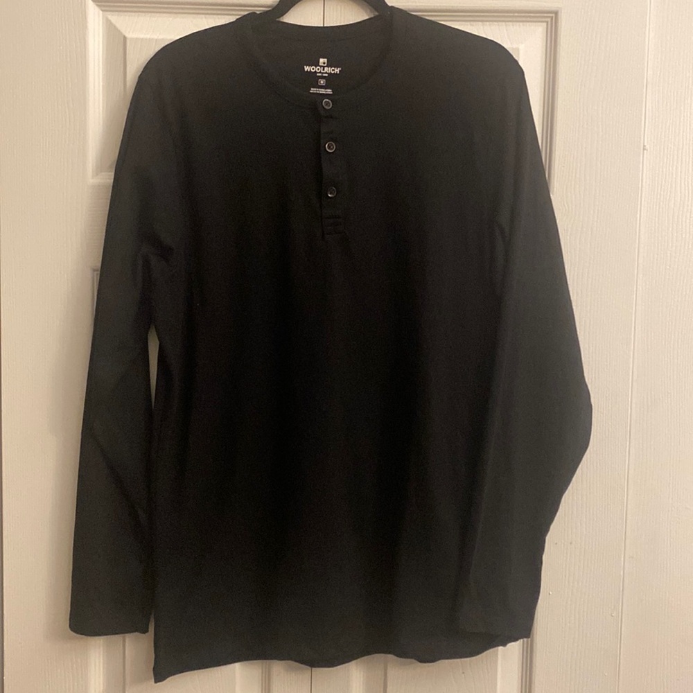 Woolrich black Henley base‎ layer long sleeve size M
